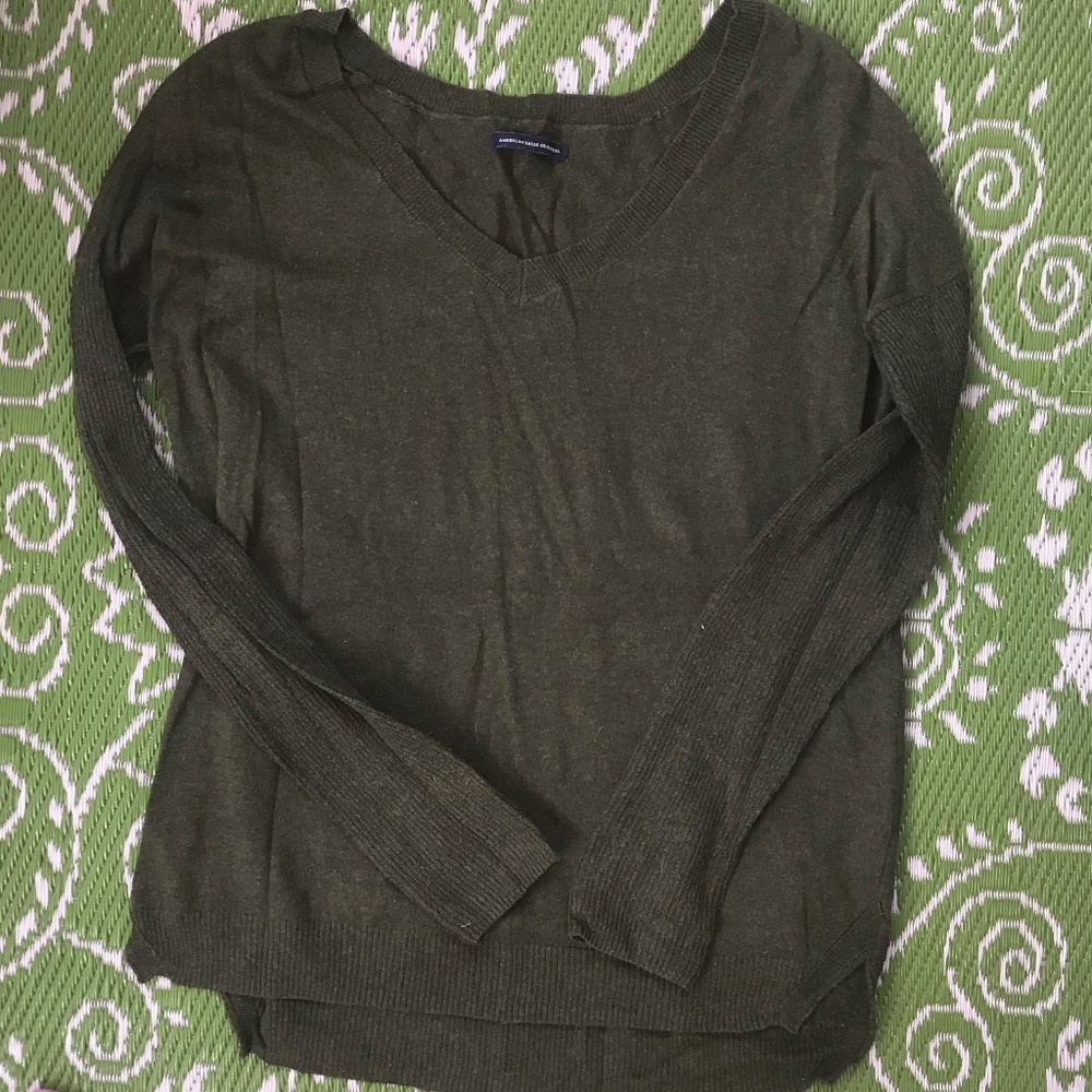 AE Olive Green V-Neck